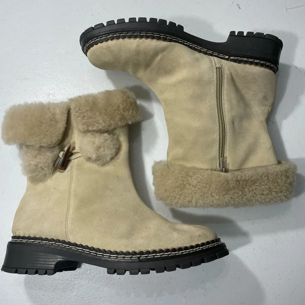 Coldwater Creek Beige Shearling Winter Boots SB-